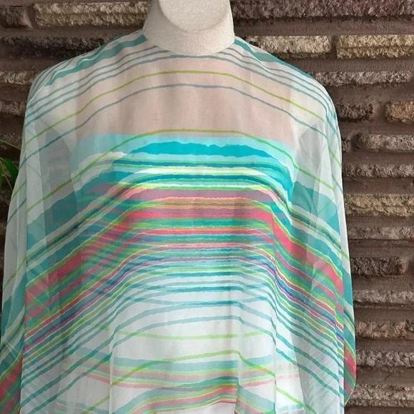 Nat Kaplan Couture Vintage 60s Silk Striped Caped Maxi Dress - Picture 3 of 13